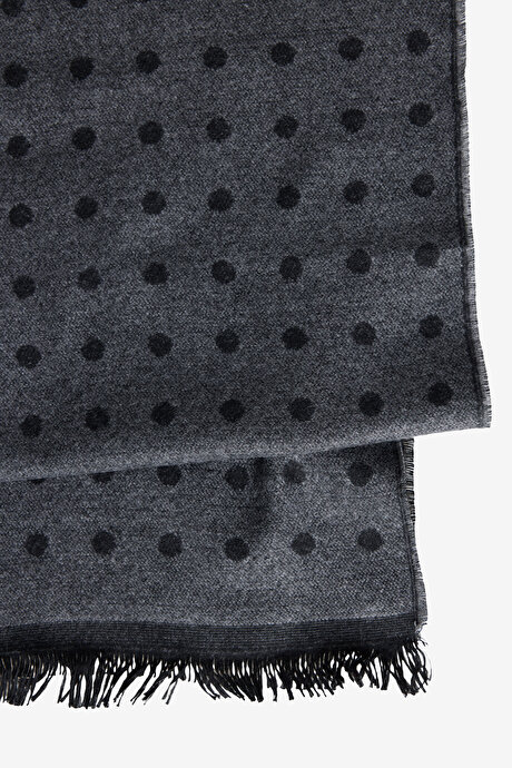 Desenli Yumuşak Dokulu Gri-Siyah Atkı resmi