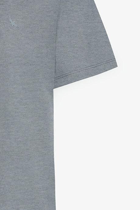 Slim Fit Dar Kesim Bisiklet Yaka Pamuklu Mavi Tişört resmi