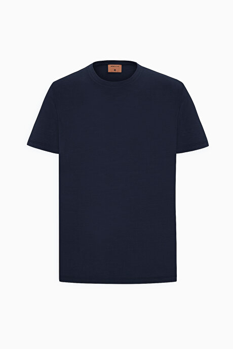 Slim Fit Dar Kesim Bisiklet Yaka Pamuklu Siyah Tişört resmi