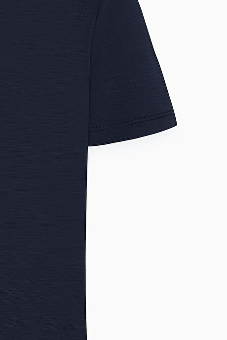 Slim Fit Dar Kesim Bisiklet Yaka Pamuklu Siyah Tişört resmi