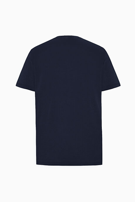 Slim Fit Dar Kesim Bisiklet Yaka Pamuklu Siyah Tişört resmi