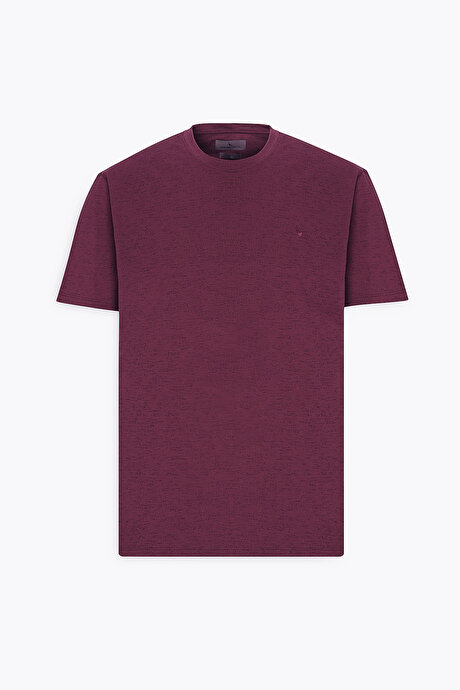 Slim Fit Dar Kesim Bisiklet Yaka Pamuklu Kısa Kollu Bordo Tişört resmi