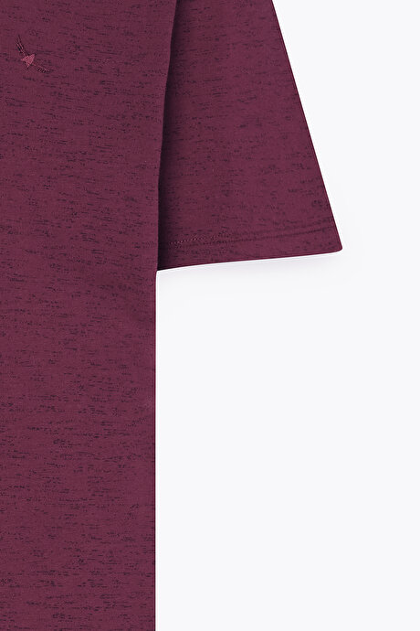 Slim Fit Dar Kesim Bisiklet Yaka Pamuklu Kısa Kollu Bordo Tişört resmi