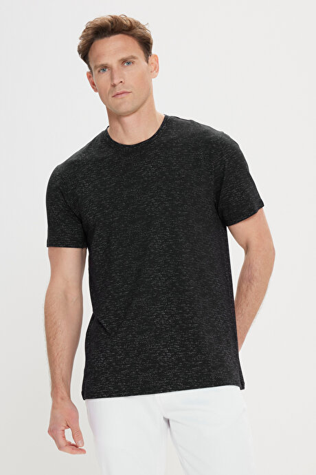 Slim Fit Dar Kesim Bisiklet Yaka Pamuklu Kısa Kollu Siyah Tişört resmi