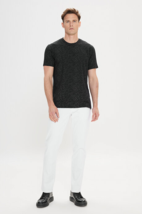 Slim Fit Dar Kesim Bisiklet Yaka Pamuklu Kısa Kollu Siyah Tişört resmi