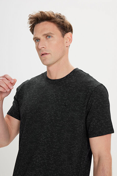 Slim Fit Dar Kesim Bisiklet Yaka Pamuklu Kısa Kollu Siyah Tişört resmi