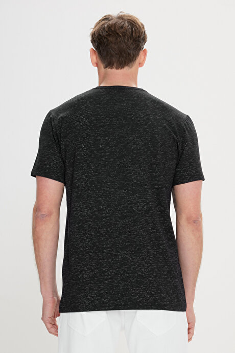 Slim Fit Dar Kesim Bisiklet Yaka Pamuklu Kısa Kollu Siyah Tişört resmi