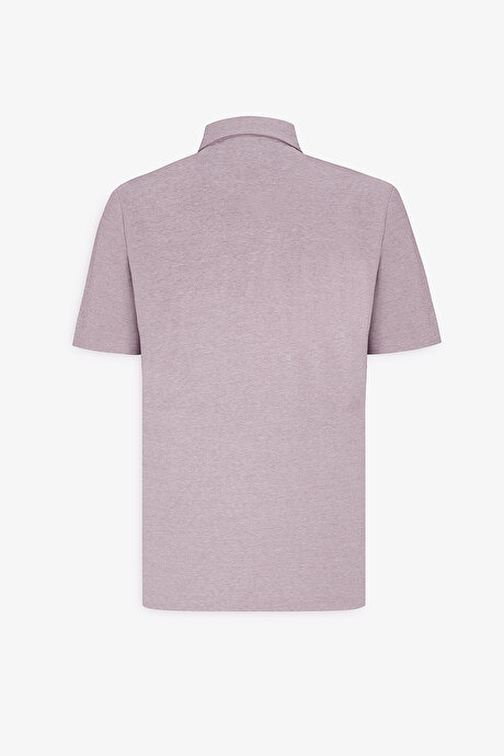 Comfort Fit Rahat Kesim Polo Yaka Pamuklu Kısa Kollu Bordo Tişört resmi