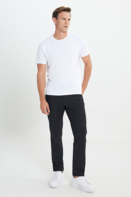 Standart Fit Normal Kesim Bisiklet Yaka Pamuklu Beyaz Tişört resmi