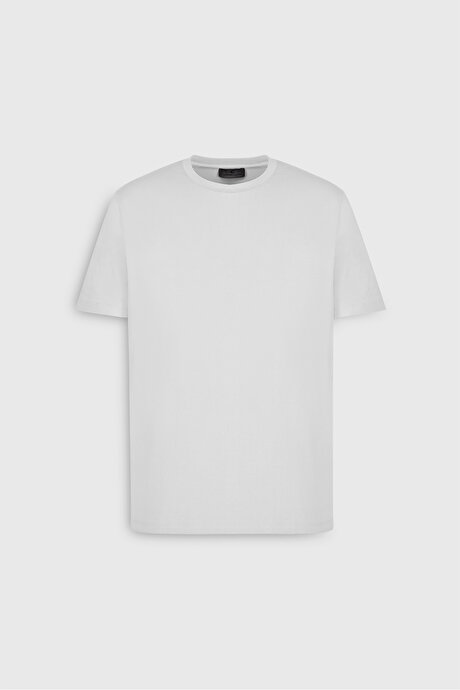 Standart Fit Normal Kesim Bisiklet Yaka Pamuklu Beyaz Tişört resmi