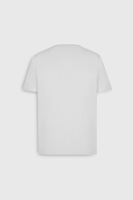 Standart Fit Normal Kesim Bisiklet Yaka Pamuklu Beyaz Tişört resmi