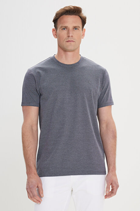 Yumuşak Dokulu Slim Fit Dar Kesim Bisiklet Yaka Antrasit Tişört resmi