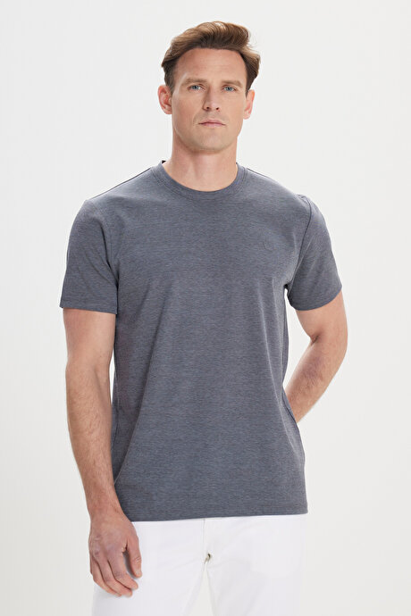 Yumuşak Dokulu Slim Fit Dar Kesim Bisiklet Yaka Antrasit Tişört resmi