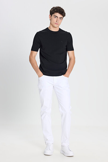 Standart Fit Normal Kesim Bisiklet Yaka Siyah Tişört resmi