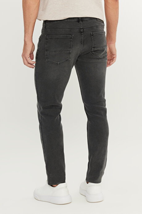 Pamuklu Slim Fit Dar Kesim 5 Cep Esnek Jean Denim Kot Antrasit Denim Pantolon resmi