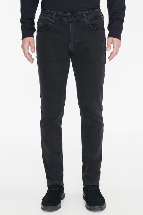 Pamuklu Slim Fit Dar Kesim 5 Cep Esnek Jean Denim Kot Siyah Denim Pantolon resmi