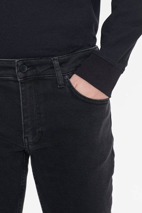 Pamuklu Slim Fit Dar Kesim 5 Cep Esnek Jean Denim Kot Siyah Denim Pantolon resmi