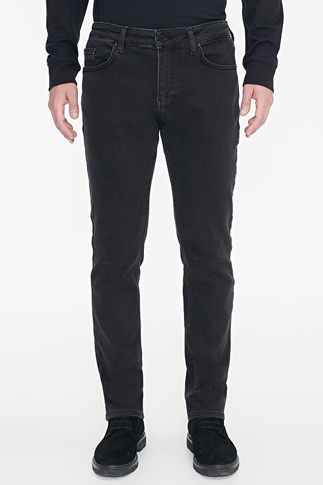 Pamuklu Slim Fit Dar Kesim 5 Cep Esnek Jean Denim Kot Siyah Denim Pantolon resmi