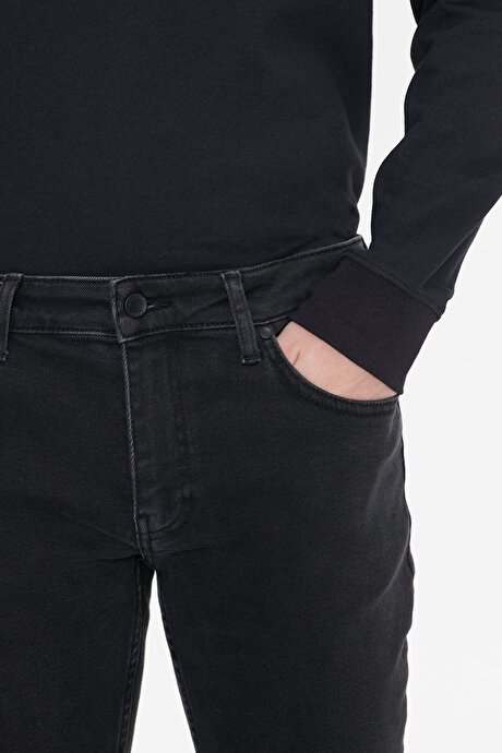 Pamuklu Slim Fit Dar Kesim 5 Cep Esnek Jean Denim Kot Siyah Denim Pantolon resmi