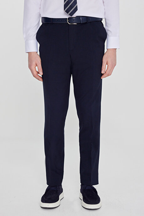 Pamuklu Slim Fit Dar Kesim 5 Cepli Esnek Casual Lacivert Pantolon resmi