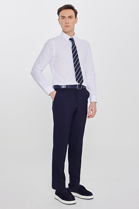 Pamuklu Slim Fit Dar Kesim 5 Cepli Esnek Casual Lacivert Pantolon resmi