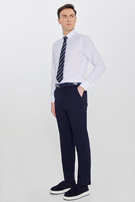 Pamuklu Slim Fit Dar Kesim 5 Cepli Esnek Casual Lacivert Pantolon resmi