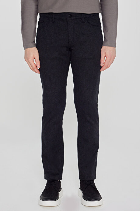 Pamuklu Slim Fit Dar Kesim 5 Cepli Esnek Casual Siyah Pantolon resmi