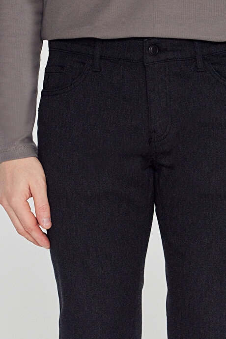 Pamuklu Slim Fit Dar Kesim 5 Cepli Esnek Casual Siyah Pantolon resmi