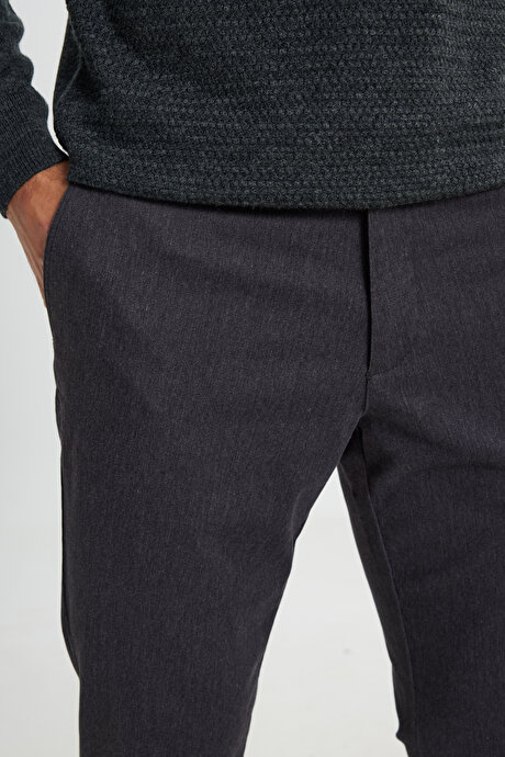 Pamuklu Comfort Fit Rahat Kesim Yan Cep Esnek Kahverengi Pantolon resmi
