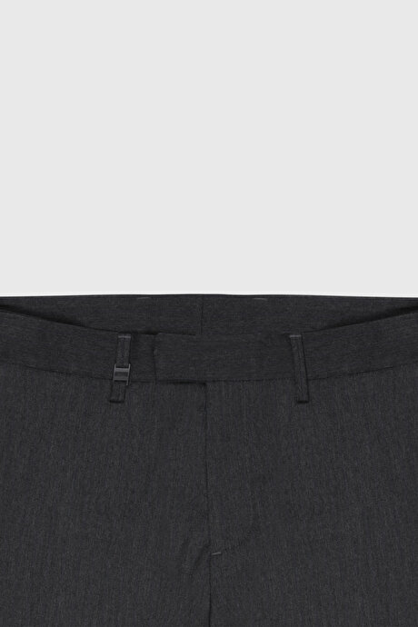 Yünlü Slim Fit Dar Kesim Balıksırtı Desenli Yan Cep Esnek Casual Kahverengi Pantolon resmi