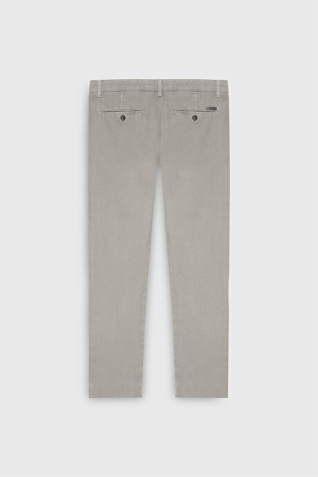 Pamuklu Slim Fit Dar Kesim Armürlü Yan Cep Esnek Casual Bej Pantolon resmi