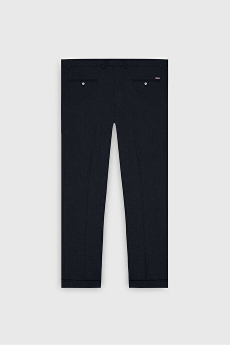 Slim Fit Dar Kesim Beli Gizli Lastikli Yan Cep Klasik Esnek Lacivert Pantolon resmi