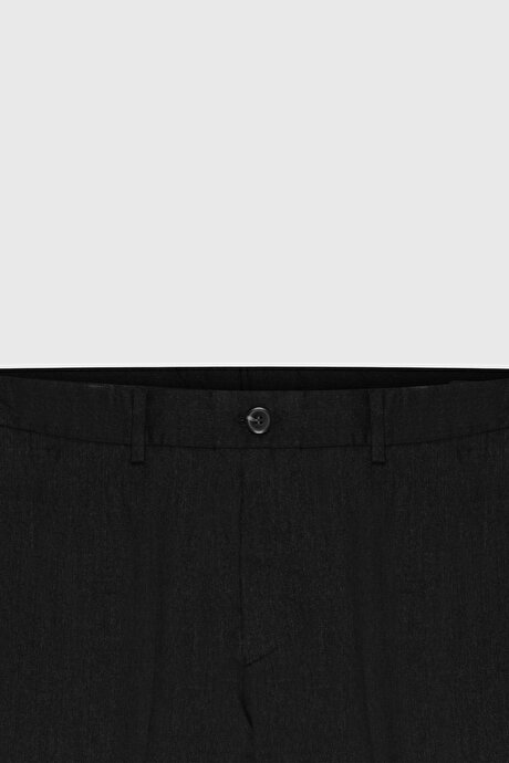 Slim Fit Dar Kesim Beli Gizli Lastikli Yan Cep Klasik Esnek Siyah Pantolon resmi