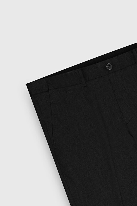 Slim Fit Dar Kesim Beli Gizli Lastikli Yan Cep Klasik Esnek Siyah Pantolon resmi