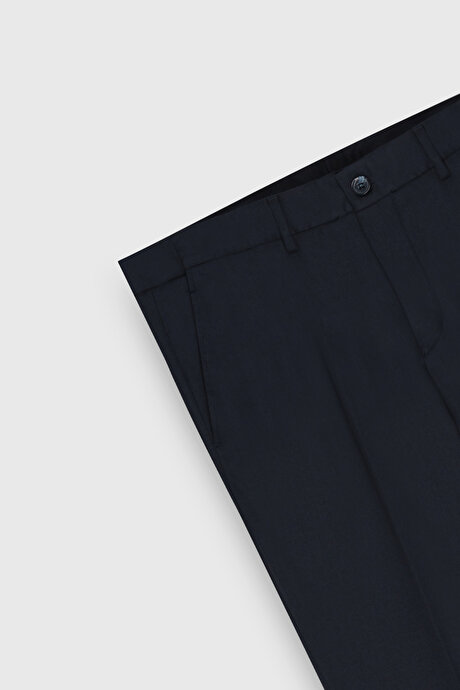 Yünlü Flanel Slim Fit Dar Kesim Beli Gizli Lastikli Yan Cep Klasik Lacivert Pantolon resmi