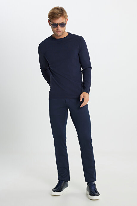 Slim Fit Dar Kesim 5 Cep Esnek Casual Lacivert Pantolon resmi