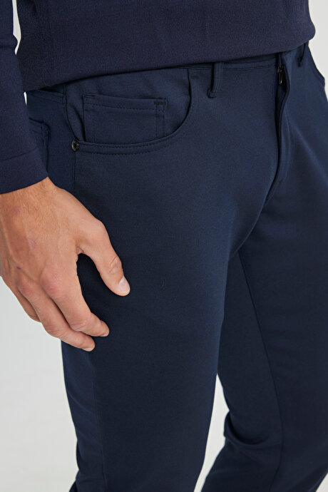Slim Fit Dar Kesim 5 Cep Esnek Casual Lacivert Pantolon resmi