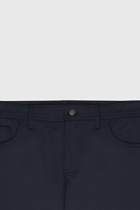 Slim Fit Dar Kesim 5 Cep Esnek Casual Lacivert Pantolon resmi