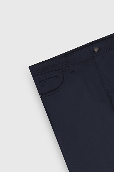 Slim Fit Dar Kesim 5 Cep Esnek Casual Lacivert Pantolon resmi