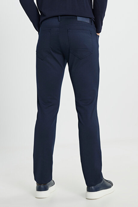 Slim Fit Dar Kesim 5 Cep Esnek Casual Lacivert Pantolon resmi