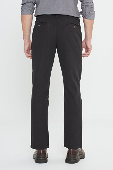 Pamuklu Comfort Fit Rahat Kesim Armürlü Yan Cep Esnek Casual Kahverengi Pantolon resmi