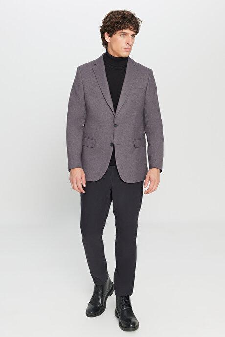 Slim Fit Dar Kesim Mono Yaka Kapak Cepli Blazer Antrasit Ceket resmi