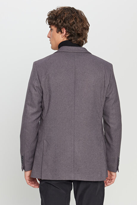Slim Fit Dar Kesim Mono Yaka Kapak Cepli Blazer Antrasit Ceket resmi