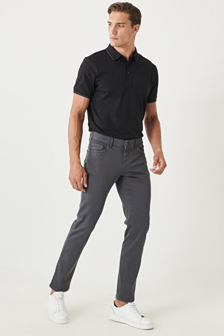 360 Derece Her Yöne Esneyen Rahat Slim Fit Antrasit Pantolon resmi