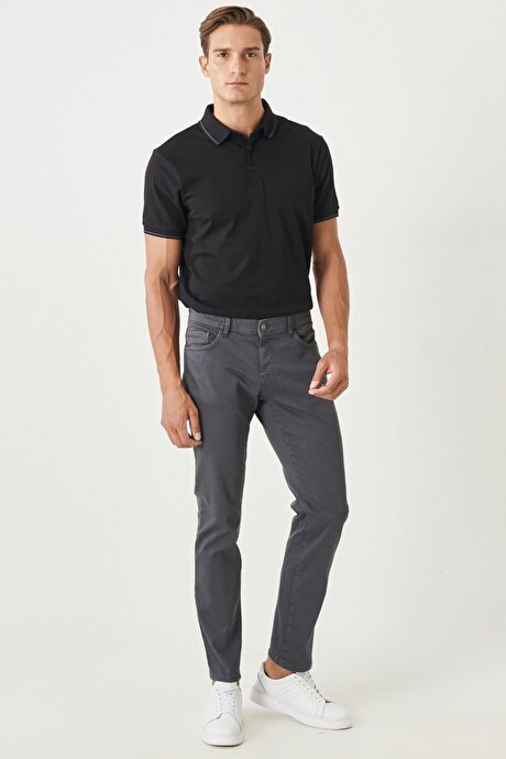 360 Derece Her Yöne Esneyen Rahat Slim Fit Antrasit Pantolon resmi