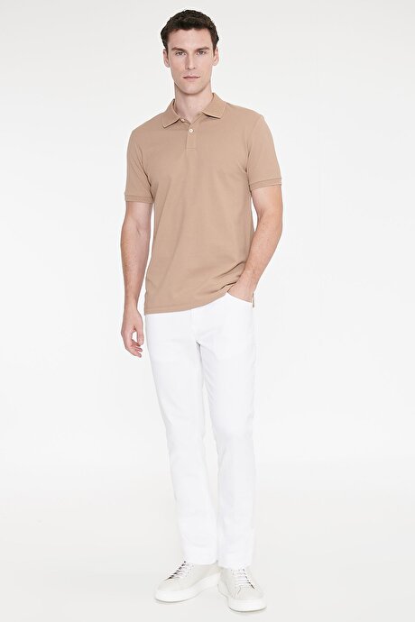 360 Derece Her Yöne Esneyen Rahat Slim Fit Beyaz Pantolon resmi