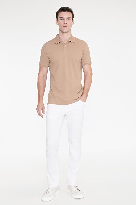 360 Derece Her Yöne Esneyen Rahat Slim Fit Beyaz Pantolon resmi