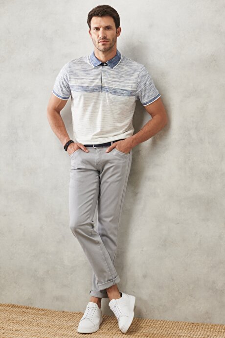 360 Derece Her Yöne Esneyen Rahat Slim Fit Gri Pantolon resmi