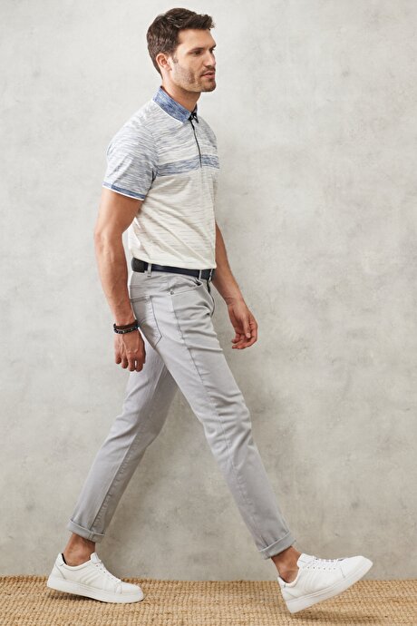 360 Derece Her Yöne Esneyen Rahat Slim Fit Gri Pantolon resmi