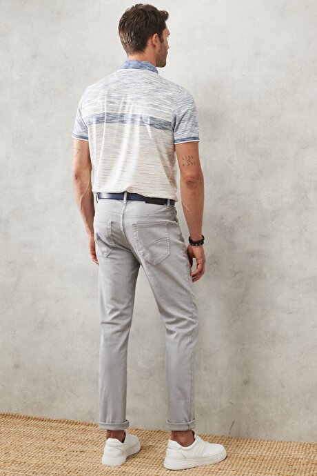 360 Derece Her Yöne Esneyen Rahat Slim Fit Gri Pantolon resmi